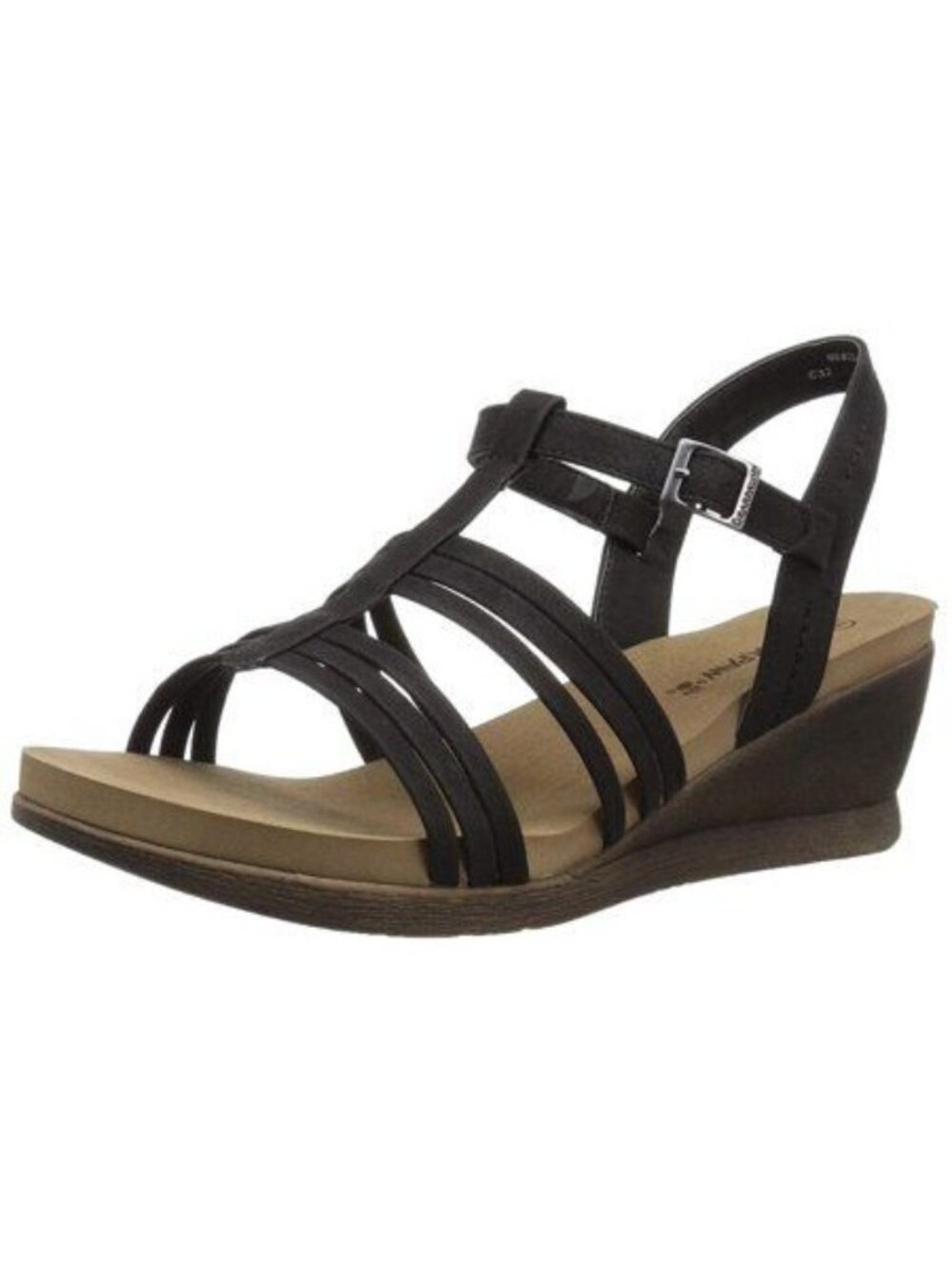 BEARPAW Womens Ankle Strap Viola Strappy Wedge Sandals Black Size 9.5M NWB